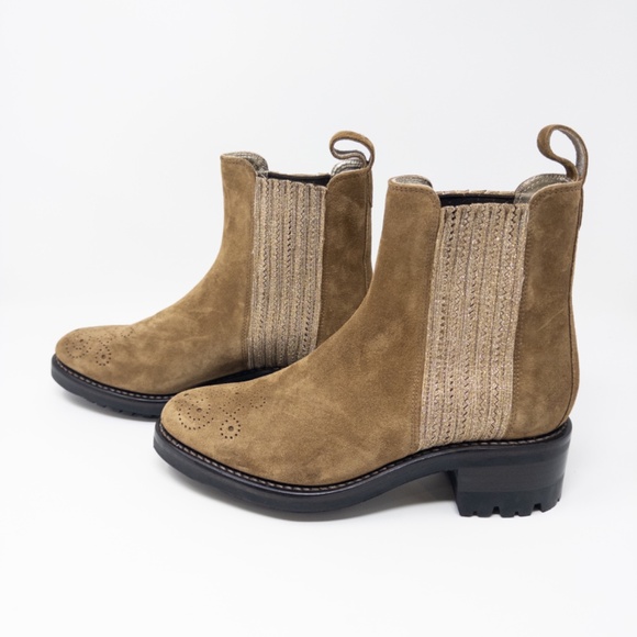 The Office of Angela Scott Ms. Kate Rustic Cedar Suede Sparkle Stretch 37.5 - Picture 2 of 8